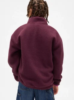 Rouge bordeaux - Sweat-shirt à enfiler semi-zippé avec Logo Gap Sherpa (4-13ans) (4-13ans)