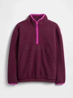 Rouge bordeaux - Sweat-shirt à enfiler semi-zippé avec Logo Gap Sherpa (4-13ans) (4-13ans)