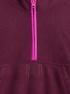 Rouge bordeaux - Sweat-shirt à enfiler semi-zippé avec Logo Gap Sherpa (4-13ans) (4-13ans)