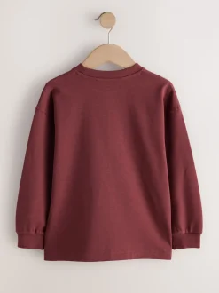 Rouge bordeaux - T-shirt épais décontracté à manches longues (3-16ans)