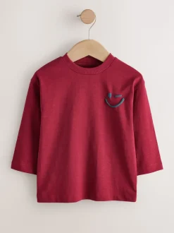 Rouge bordeaux - T-shirt semi-uni à manches longues (3mois-7ans)
