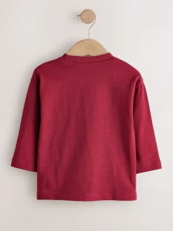 Rouge bordeaux - T-shirt semi-uni à manches longues (3mois-7ans)