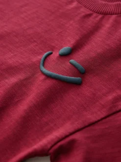 Rouge bordeaux - T-shirt semi-uni à manches longues (3mois-7ans)