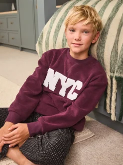 Rouge bordeaux NYC - Pyjama simple en laine polaire (3-16yrs)