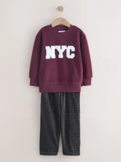 Rouge bordeaux NYC - Pyjama simple en laine polaire (3-16yrs)