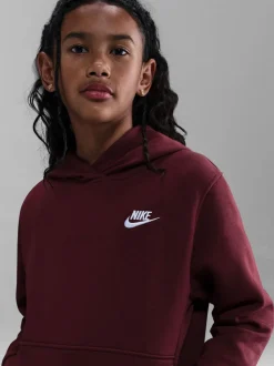 Rouge foncé de l'équipe - Sweat à capuche Nike Club en polaire à enfiler