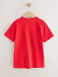 Rouge Football - T-shirt imprimé graphique à manches courtes coupe régulière (3-16ans)