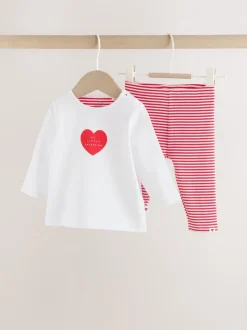 Rouge Little Valentine - Ensemble t-shirt et legging bébé (0mois-2ans)