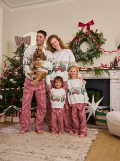 Rouge motif camion - Sweat-shirt de Noël et pyjamas en flanelle assortis (1.5-16ans)