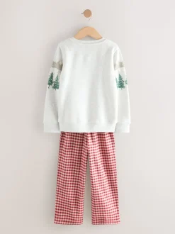 Rouge motif camion - Sweat-shirt de Noël et pyjamas en flanelle assortis (1.5-16ans)