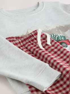 Rouge motif camion - Sweat-shirt de Noël et pyjamas en flanelle assortis (1.5-16ans)