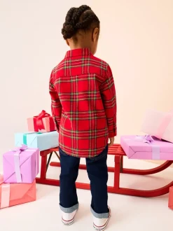 Rouge Noir - Chemise à carreaux de Noël à manches longues (3mois-10ans)