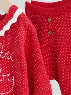 Rouge père Noël - Ensemble pull et legging bébé Noël (0mois-2ans)