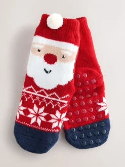 Rouge père Noël - Lot de 1 paires de chaussettes douillettes Noël