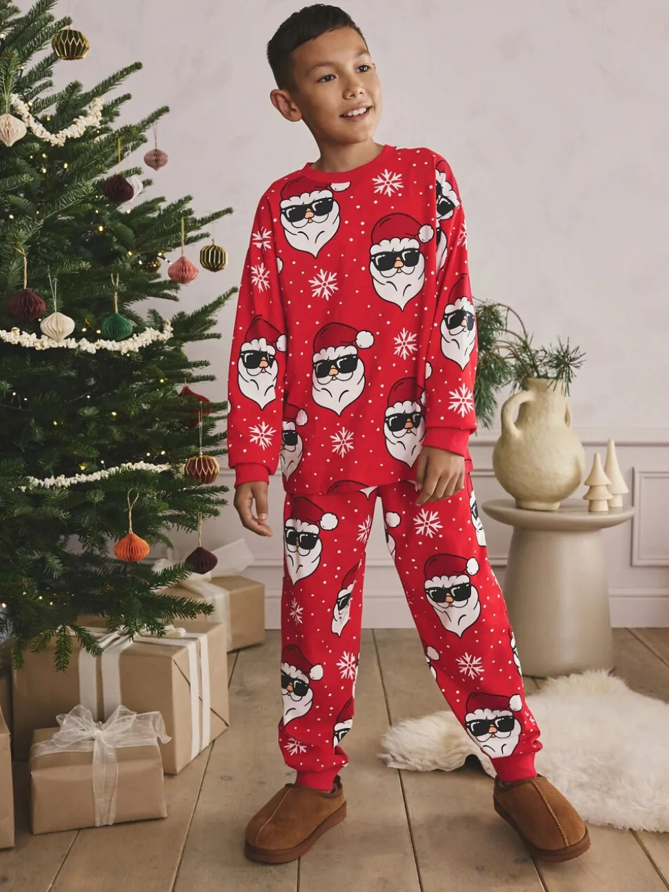 Rouge père Noël - Pyjama de Noël à jogging simple (3-16ans)