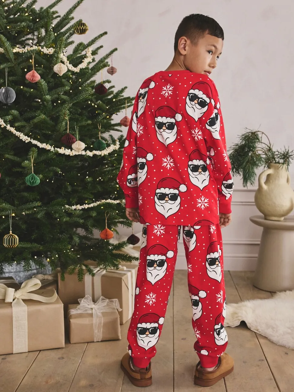 Rouge père Noël - Pyjama de Noël à jogging simple (3-16ans)
