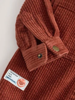 Rouge rouille - Ensemble surchemise et T-shirt en velours côtelé à capuche 2 Pièces (3mois-7ans)