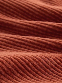 Rouge rouille - Ensemble surchemise et T-shirt en velours côtelé à capuche 2 Pièces (3mois-7ans)