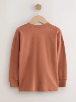 Rouge rouille - T-shirt confortable à manches longues (3-16 ans)