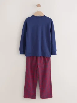 Rouge/Bleu - Lot de 2 pyjamas en tissu à carreaux à manches longues (3-16ans)