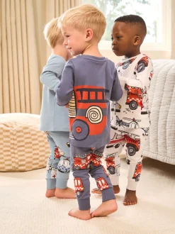 Rouge/bleu motif véhicule d'urgence - Lot de 3 pyjamas Snuggle courts (9mois-10ans)