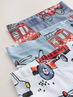 Rouge/bleu motif véhicule d'urgence - Lot de 3 pyjamas Snuggle courts (9mois-10ans)