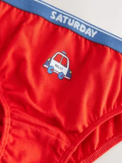 Rouge/bleu motif véhicules d'urgence - Lot de 7 slips en coton (1.5-10ans)