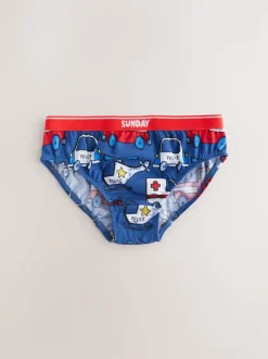 Rouge/bleu motif véhicules d'urgence - Lot de 7 slips en coton (1.5-10ans)