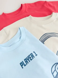 Rouge/bleu/ciment - T-shirts à manches courtes à imprimé graphique coupe standard Lot de 3 (3à16ans)