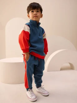Rouge/Marine - Ensemble haut demi-zip et jogging (3mois à7ans)