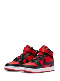Rouge/Noir - Nike Junior Court Borough Mid Trainers