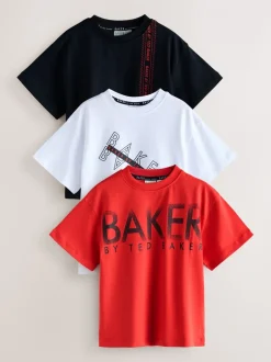 Rouge/noir/blanc - Lot de t-shirts Baker by Ted Baker Graphic Imprimé 3 Lot