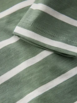 Safari à rayures vertes/blanches - T-shirt appliqué à manches longues (3 mois-7 ans)