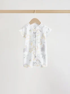 Safari blanc Animal brodé - Barboteuse Jersey Baby 3 Pack