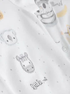 Safari blanc Animal brodé - Barboteuse Jersey Baby 3 Pack