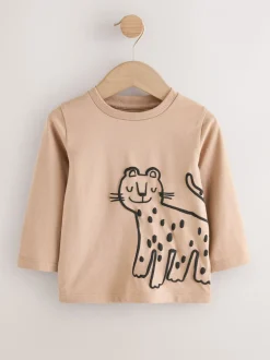 Safari fauve/blanc/noir - Lot de 3 t-shirts imprimés graphiques à manches longues (3mois-7ans)