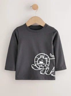 Safari fauve/blanc/noir - Lot de 3 t-shirts imprimés graphiques à manches longues (3mois-7ans)