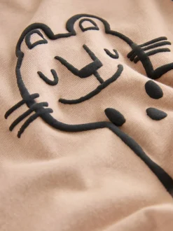 Safari fauve/blanc/noir - Lot de 3 t-shirts imprimés graphiques à manches longues (3mois-7ans)