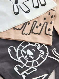 Safari fauve/blanc/noir - Lot de 3 t-shirts imprimés graphiques à manches longues (3mois-7ans)