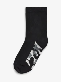 Semelle intérieure noir motif camouflage - Paquet de chaussettes en coton riche 7