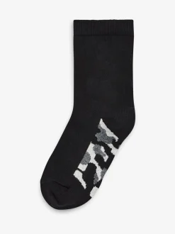 Semelle intérieure noir motif camouflage - Paquet de chaussettes en coton riche 7