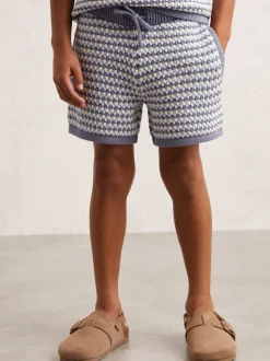 Short Reiss Peter rayé en maille de coton mélangé