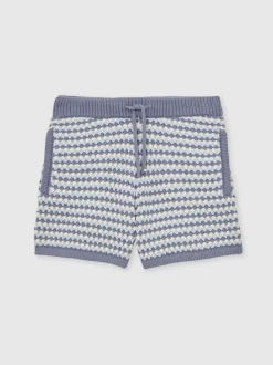 Short Reiss Peter rayé en maille de coton mélangé