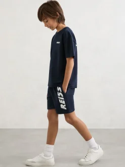 Short Reiss Terek en coton à cordon de serrage et imprimé logo