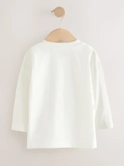 Slogan blanc - T-shirt semi-uni à manches longues (3mois-7ans)