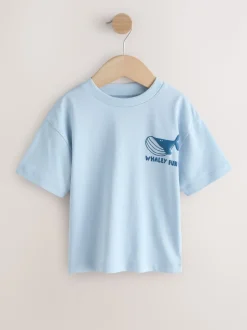 Slogan blanc/bleu/rouge/jaune - Lot de 4 t-shirts graphiques à manches courtes (3mois7ans)