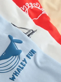 Slogan blanc/bleu/rouge/jaune - Lot de 4 t-shirts graphiques à manches courtes (3mois7ans)