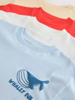 Slogan blanc/bleu/rouge/jaune - Lot de 4 t-shirts graphiques à manches courtes (3mois7ans)