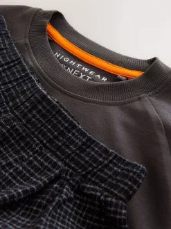 Slogan noir/gris/orange - Pyjama tissé simple (3-16ans)