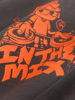 Slogan noir/gris/orange - Pyjama tissé simple (3-16ans)